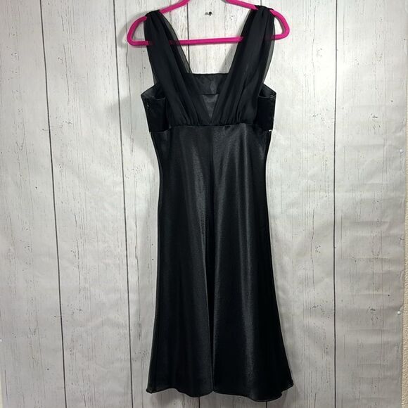 Vintage Cumbia USA Black Cocktail Dress Sheer Mesh Straps Elegant Y2K Evening - Picture 11 of 16